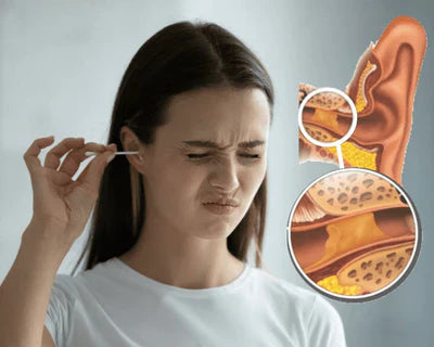 Mujer usando un bastoncillo de algodón
